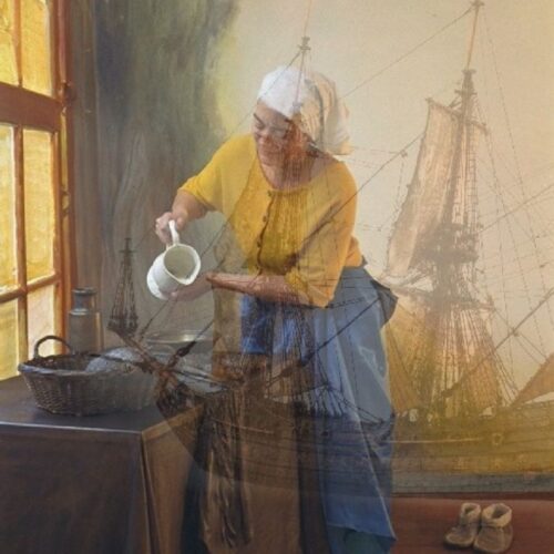 melkm schip vaart voorbij 28 x 33